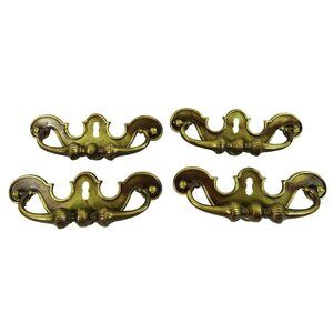 4 Vintage Brass Drawer Pulls Ornate French Provincial Style Hardware Handles